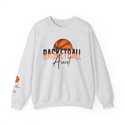 Basketball Aunt Sweatshirt with Personalized Sleeves