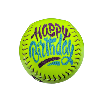 Personalized Happy Birthday Embroidered Softball, Personalized Gift Softball Player