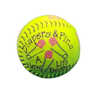 Personalized Embroidered Softball Birth Announcement. Custom Birth Announcement. New Mom Gift. New Parent Gift. Softball Mom. New Baby.