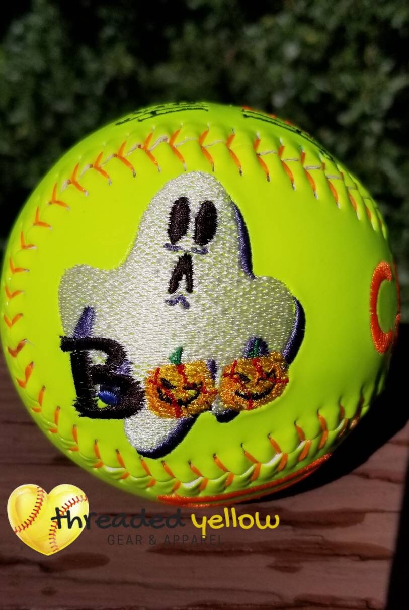 Personalized Halloween Embroidered Softball - Softball Gifts 