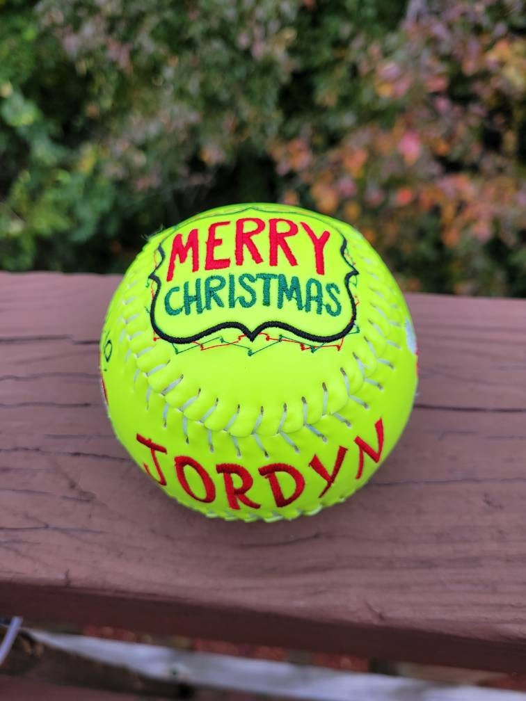 Merry Christmas Personalized Embroidered Softball