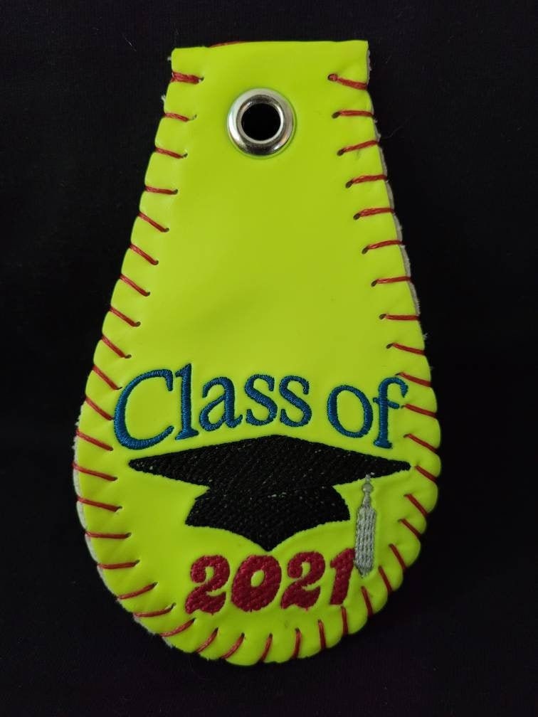 Personalized Graduation Embroidered Softball Keychain, Softball Gifts, Senior Softball, Softball Team Gifts